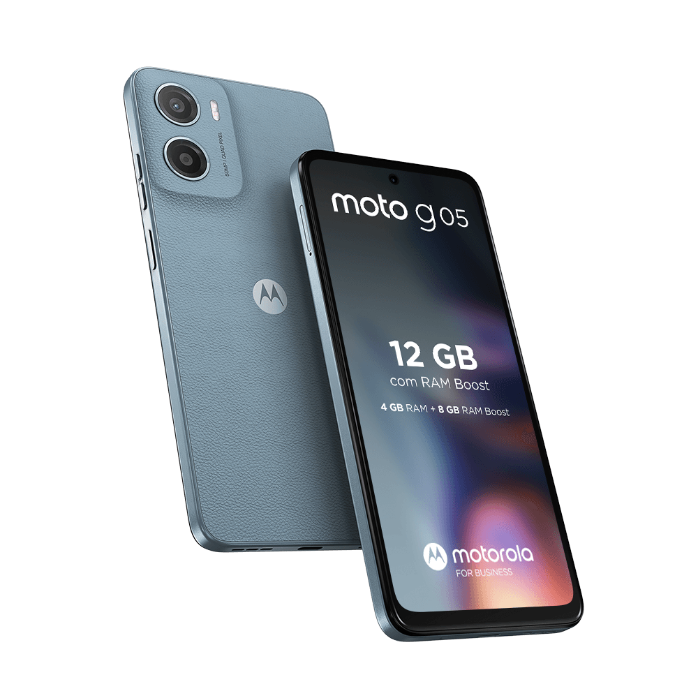 Motorola moto g05 128GB 12GB (4GB RAM + 8GB Ram Boost) e Camera 50MP com AI Bateria de 5200 mAh Tela 6.7″ – Cinza – Vegan Leather