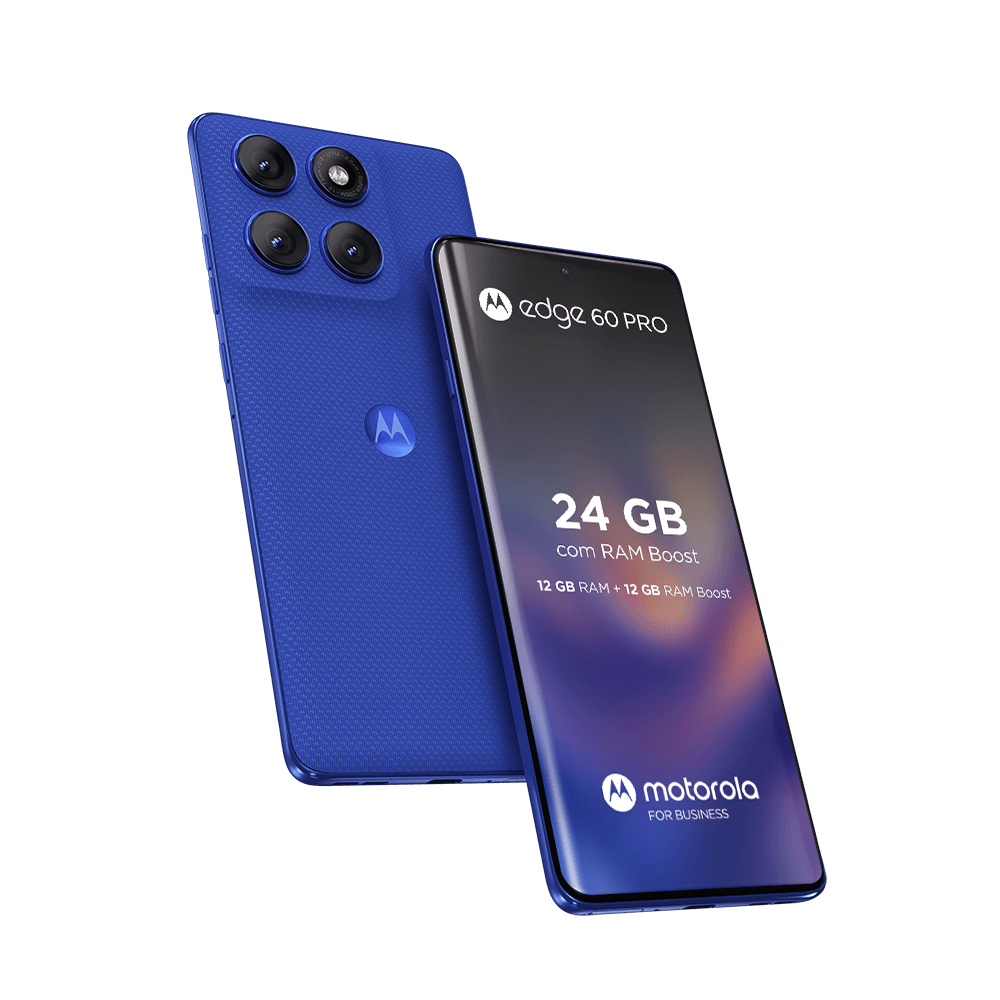 Motorola edge 60 pro 5G 256GB 24GB (12GB RAM+12GB Ram Boost) Tela Quad-Curve moto AI 50MP Sony Câmera ultrarresistência militar IP68 + IP69 – Azul